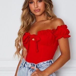 White Fox Red Bodysuit